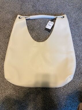 BCBG Cream Hobo Shoulder Bag